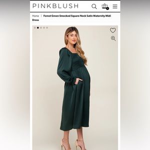 PINKBLUSH maternity evergreen satin midi dress